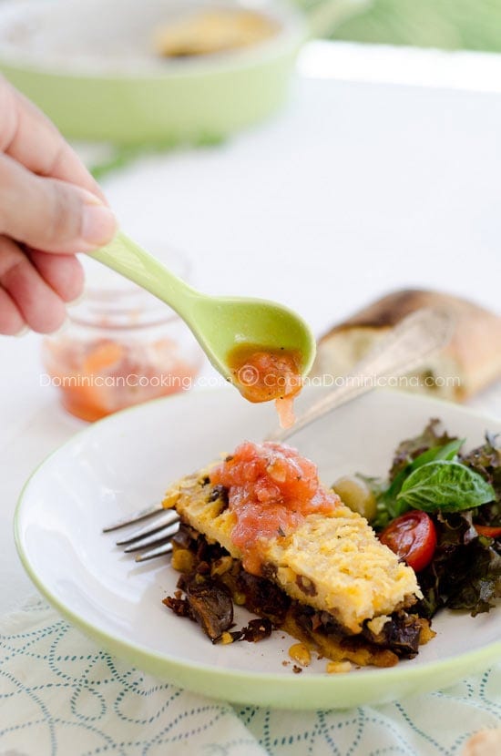 Polenta and mushroom casserole