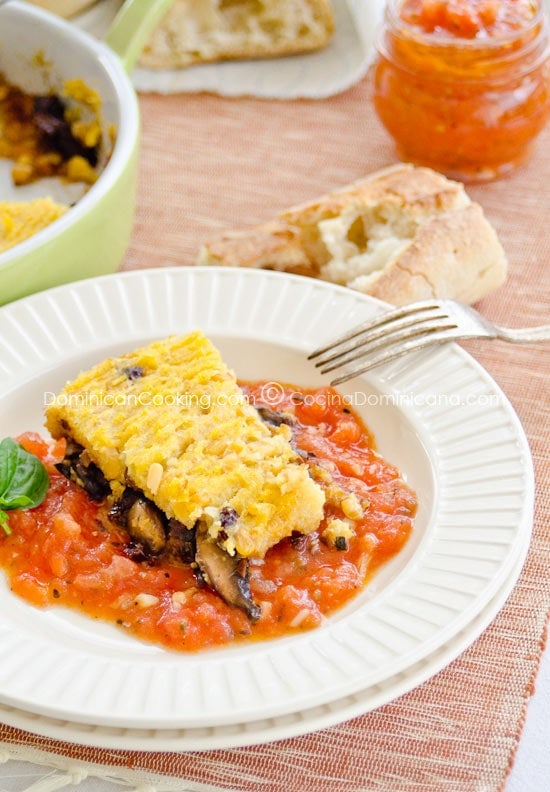 Polenta and mushroom casserole