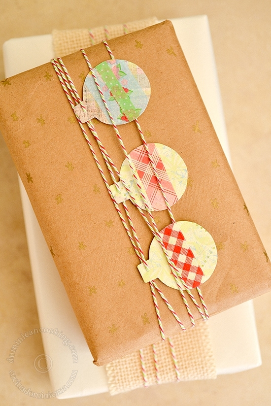 Kraft paper gift-wrapping and edible holiday gifts