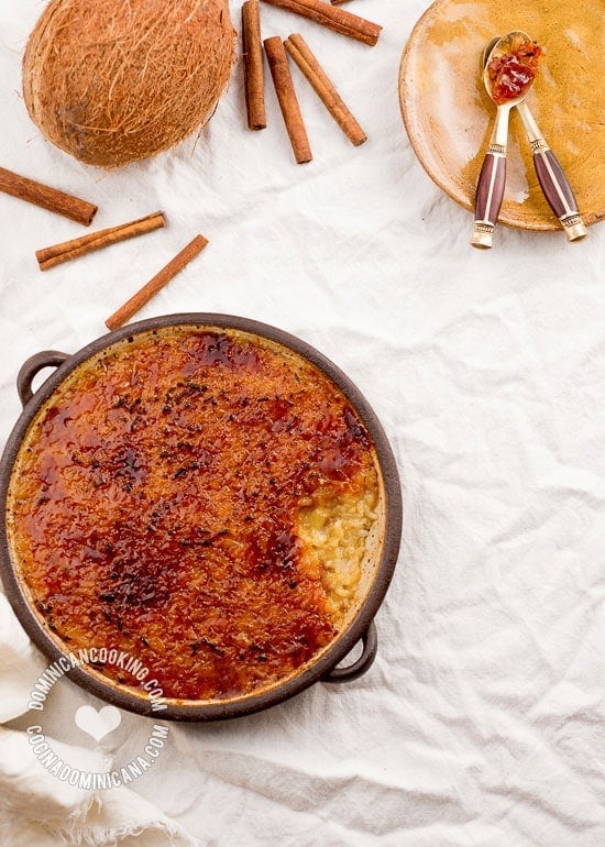 Coconut Rice Pudding Brûlée Recipe: I have added coconut to my mom's rice pudding, and added a bit of French flair for a dish that is simple, yet refined.