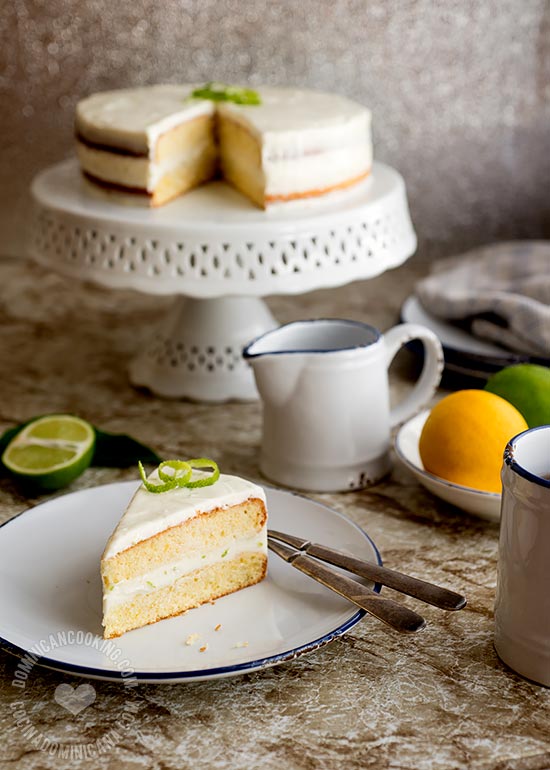 Lemon Cake with Cream Cheese and Lime Frosting Recipe: Lime and lemon tastes, plus an airy, butter-less cake topped with creamy, slightly tart frosting.