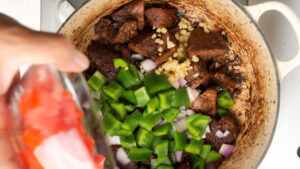 Adding vegetables to meat