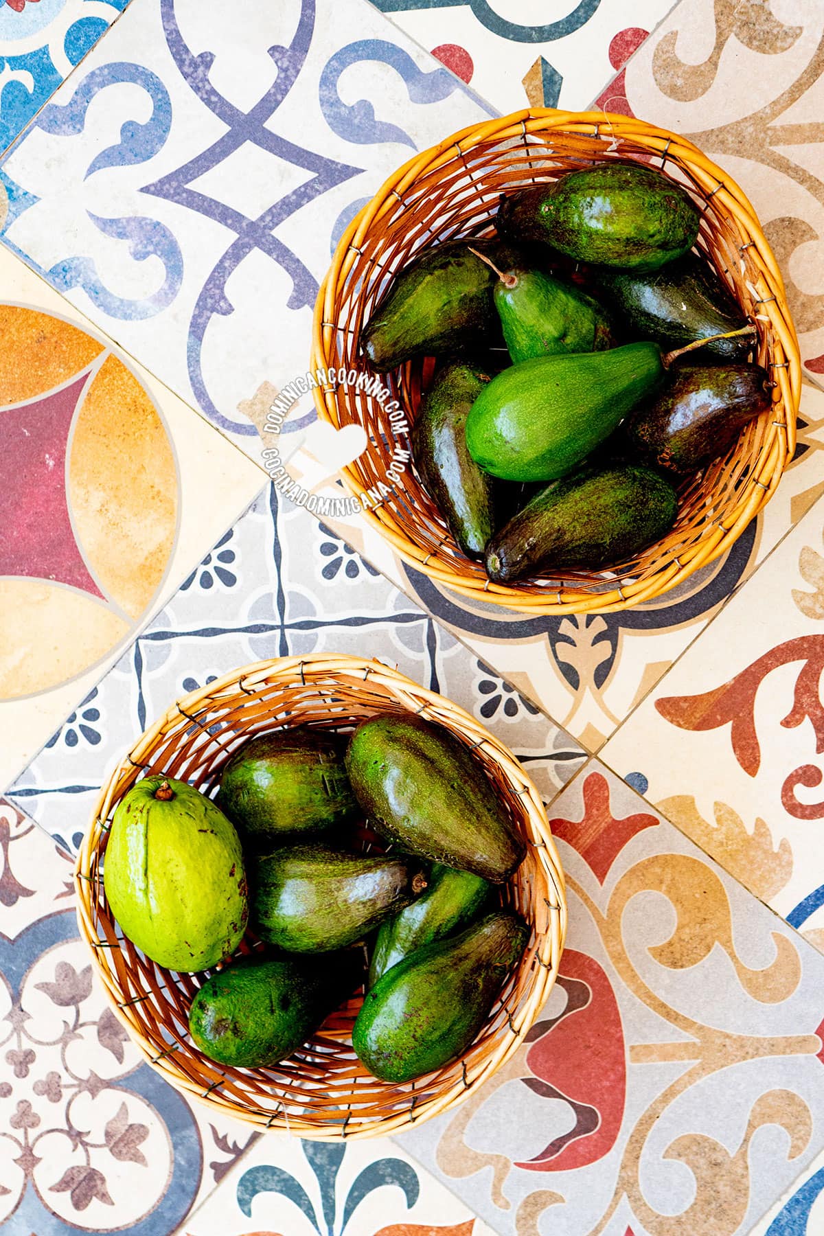 Avocados in baskets