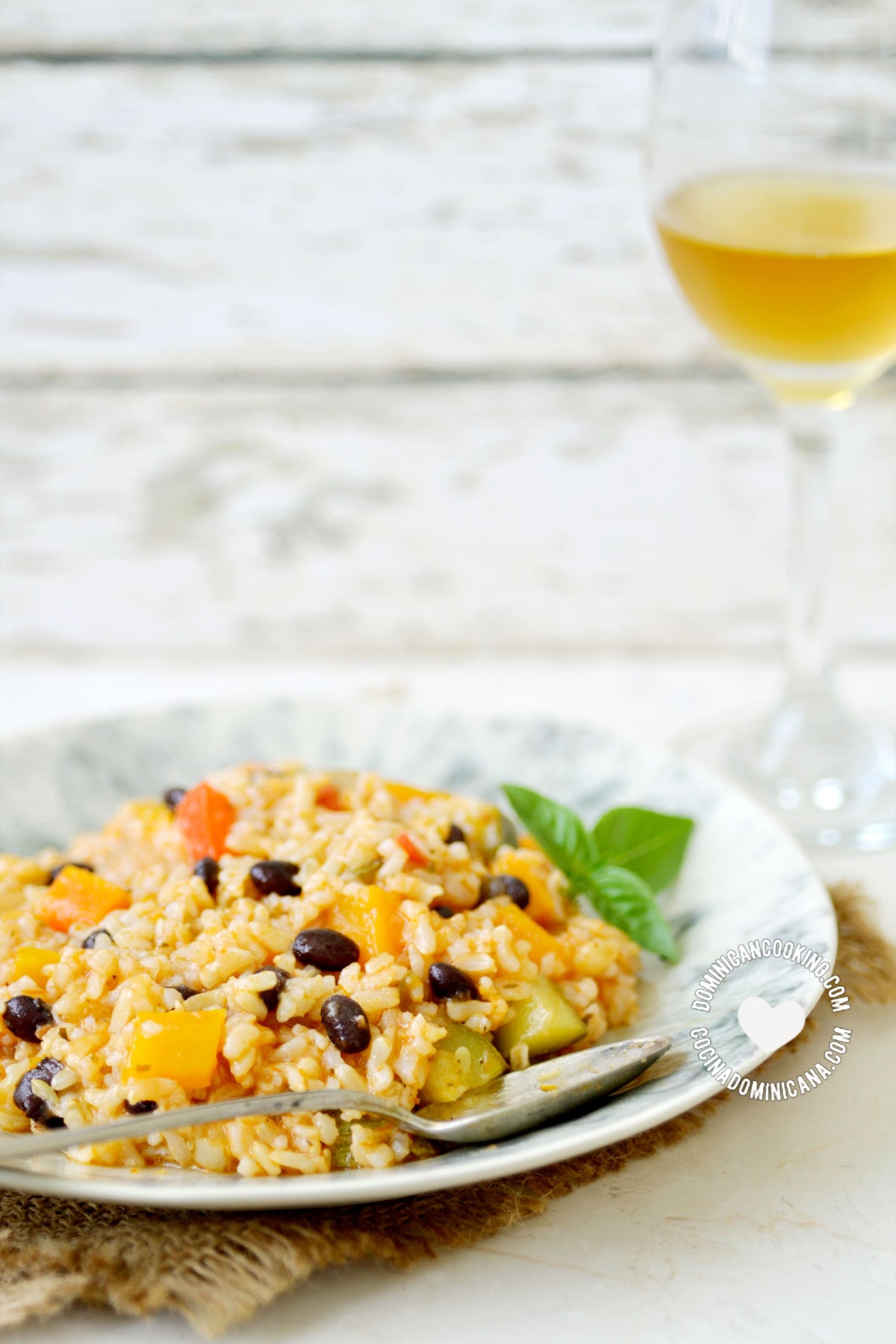 Brown Rice Asopao with White Wine Glass