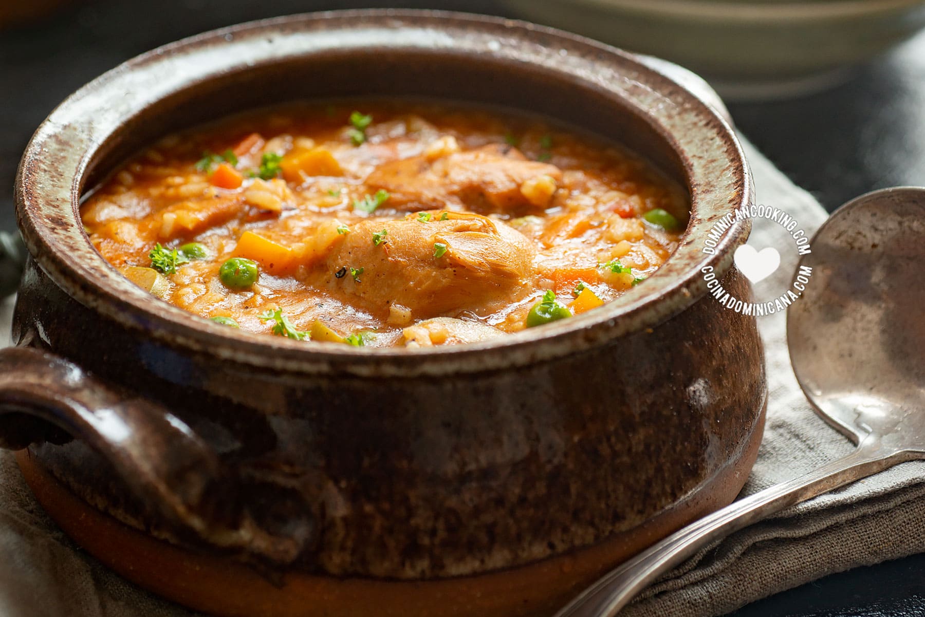 Asopao de pollo (Dominican rice and chicken stew)