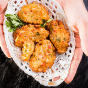 Plate with bacalaitos fritos (codfish saltfish fritters)