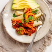 domplines de batata with sardines and avocado