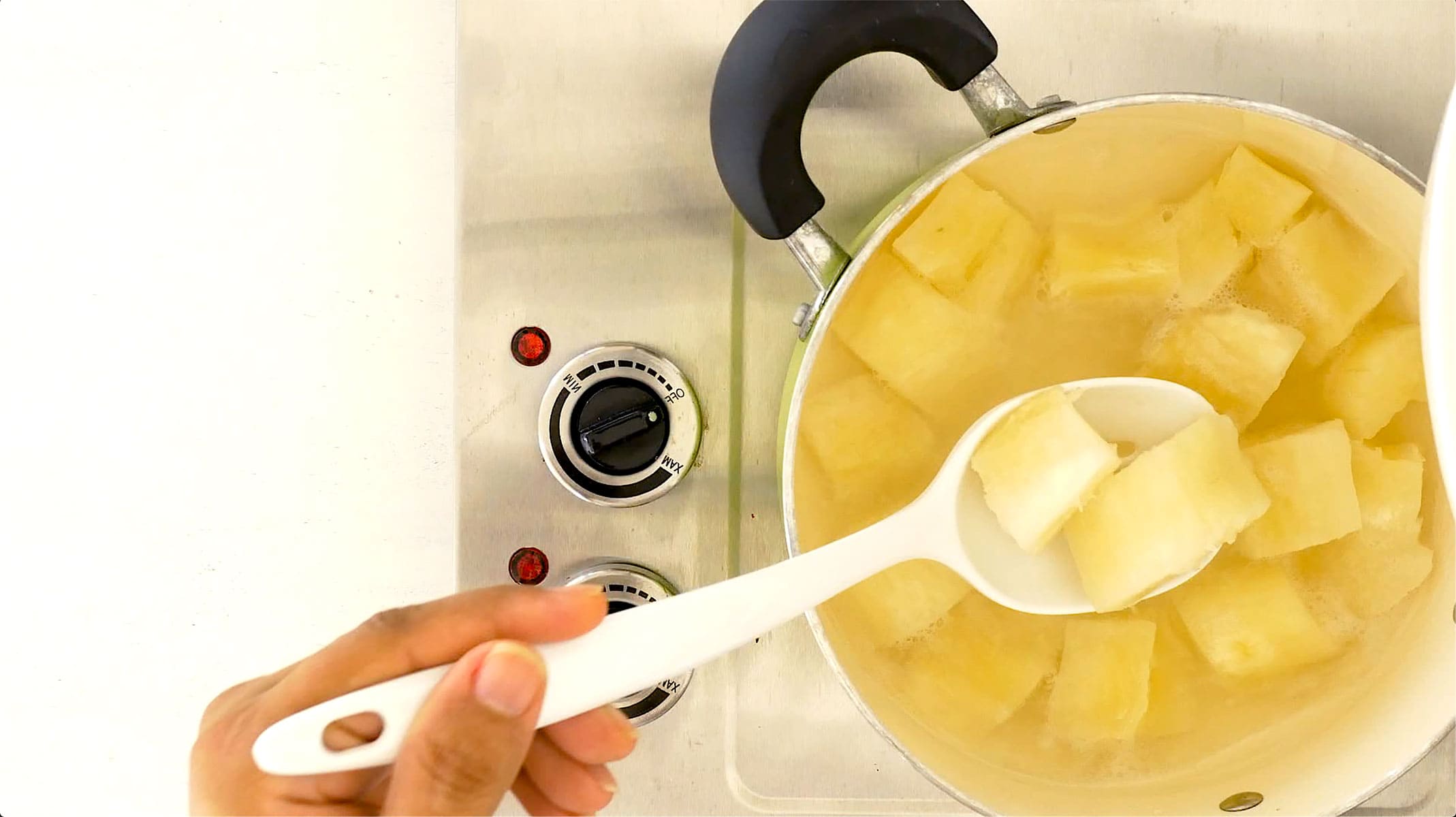 Boiling yuca