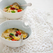 Two Bowls of Vegan Asopao (Brown Rice and Garden Vegetables Pottage)