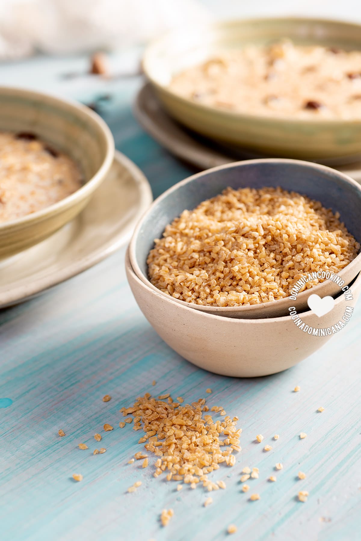 Bowl of raw bulgur