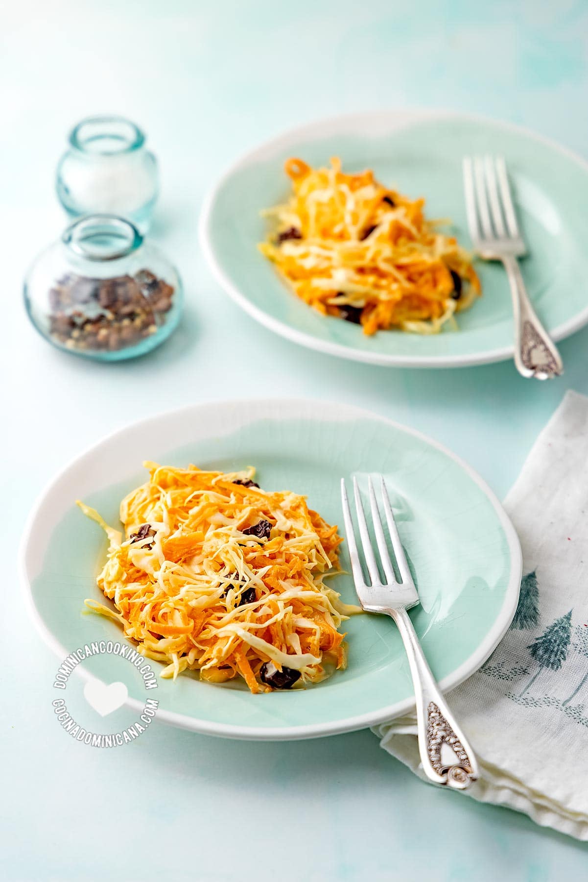 Two Plates of Cabbage and Carrot Salad