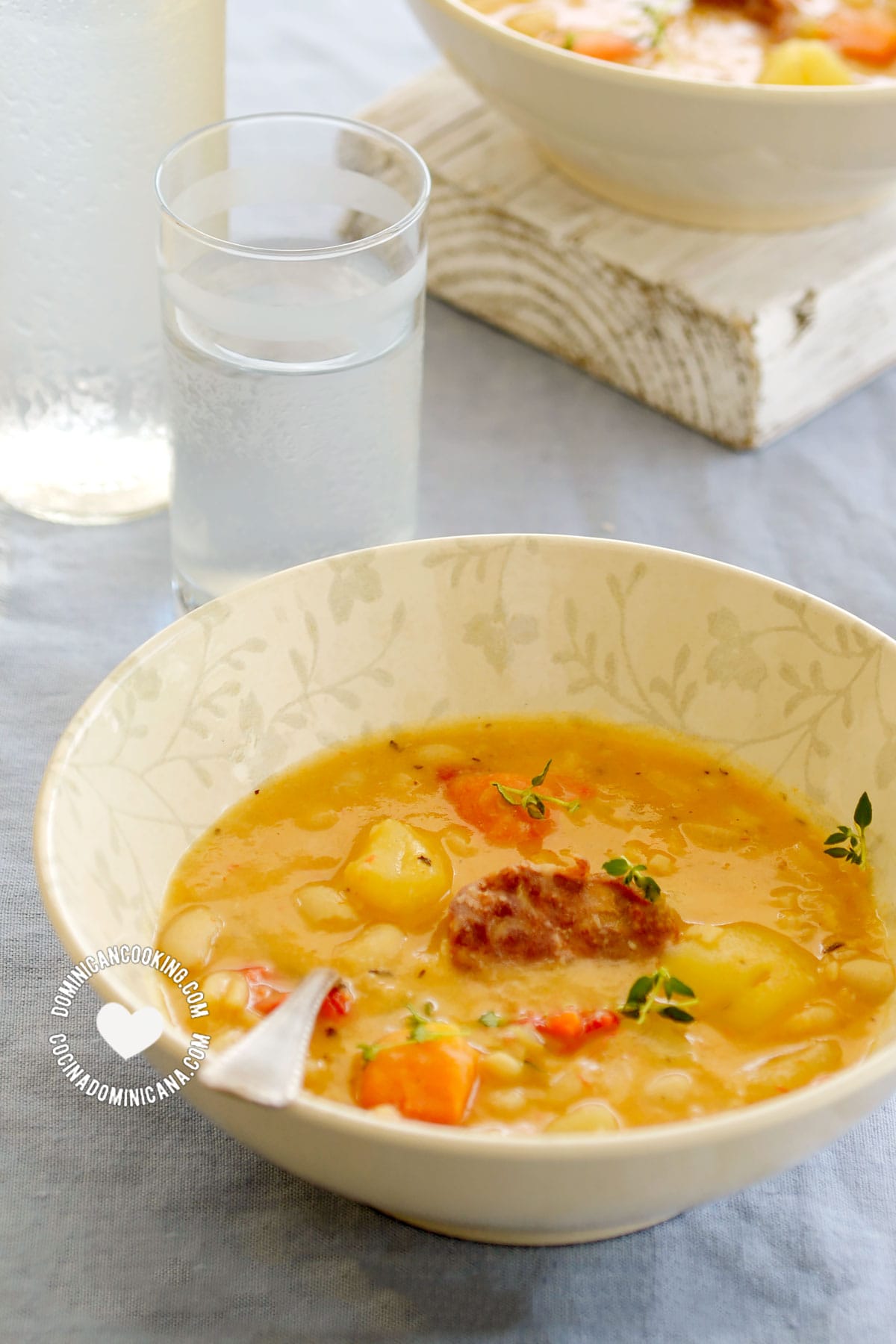 2 bowls of White Beans (Cannellini) and Chorizo Stew