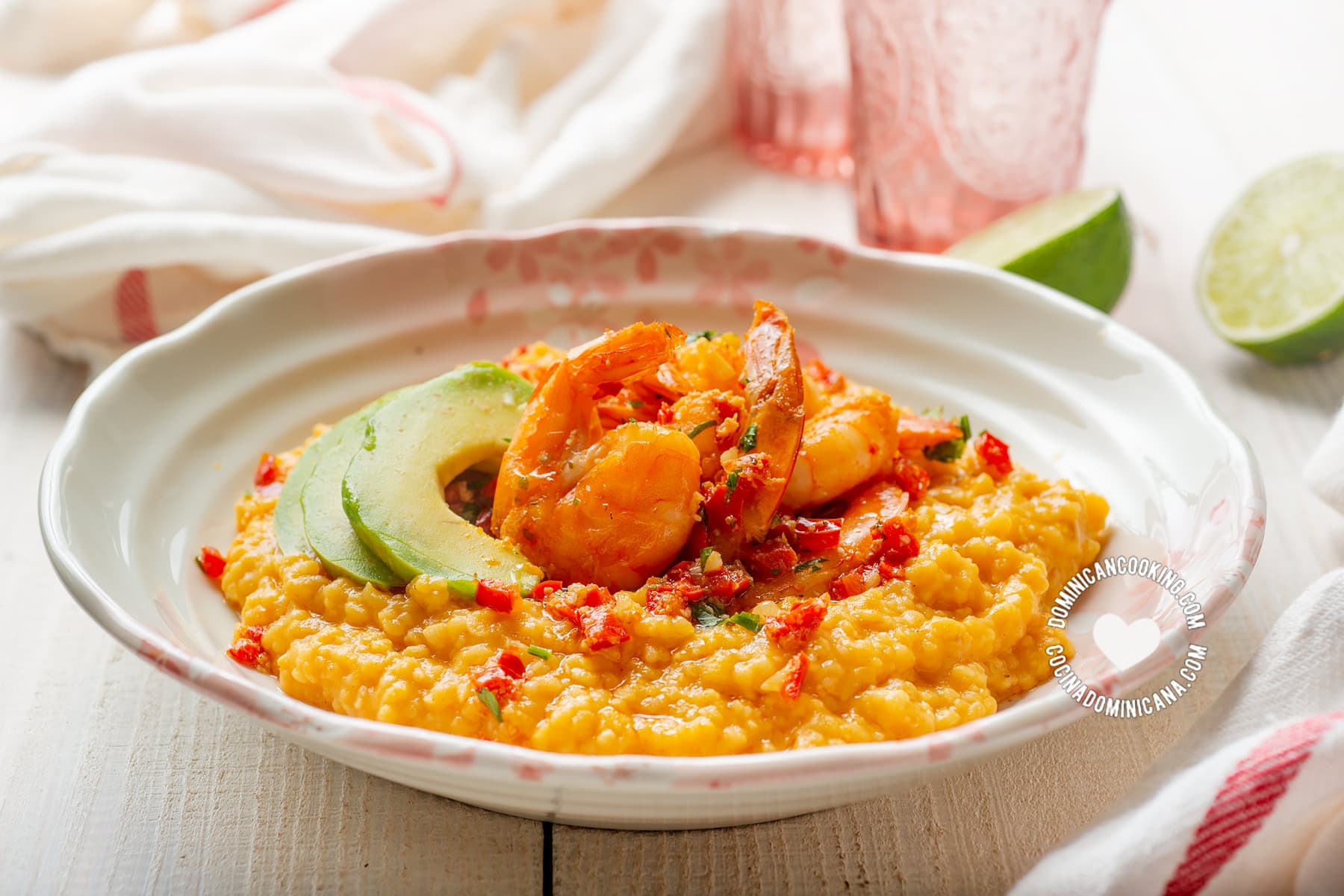 spicy sauteed shrimp served on grits