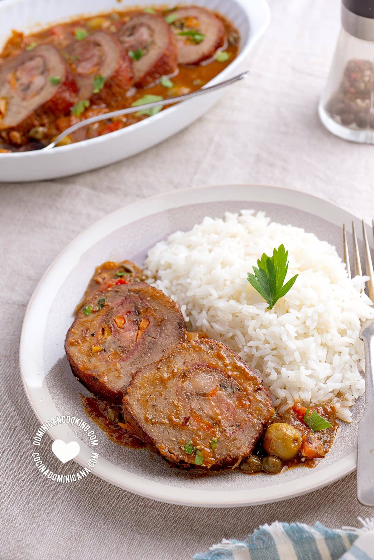 Carne mechada (Dominican beef roll)