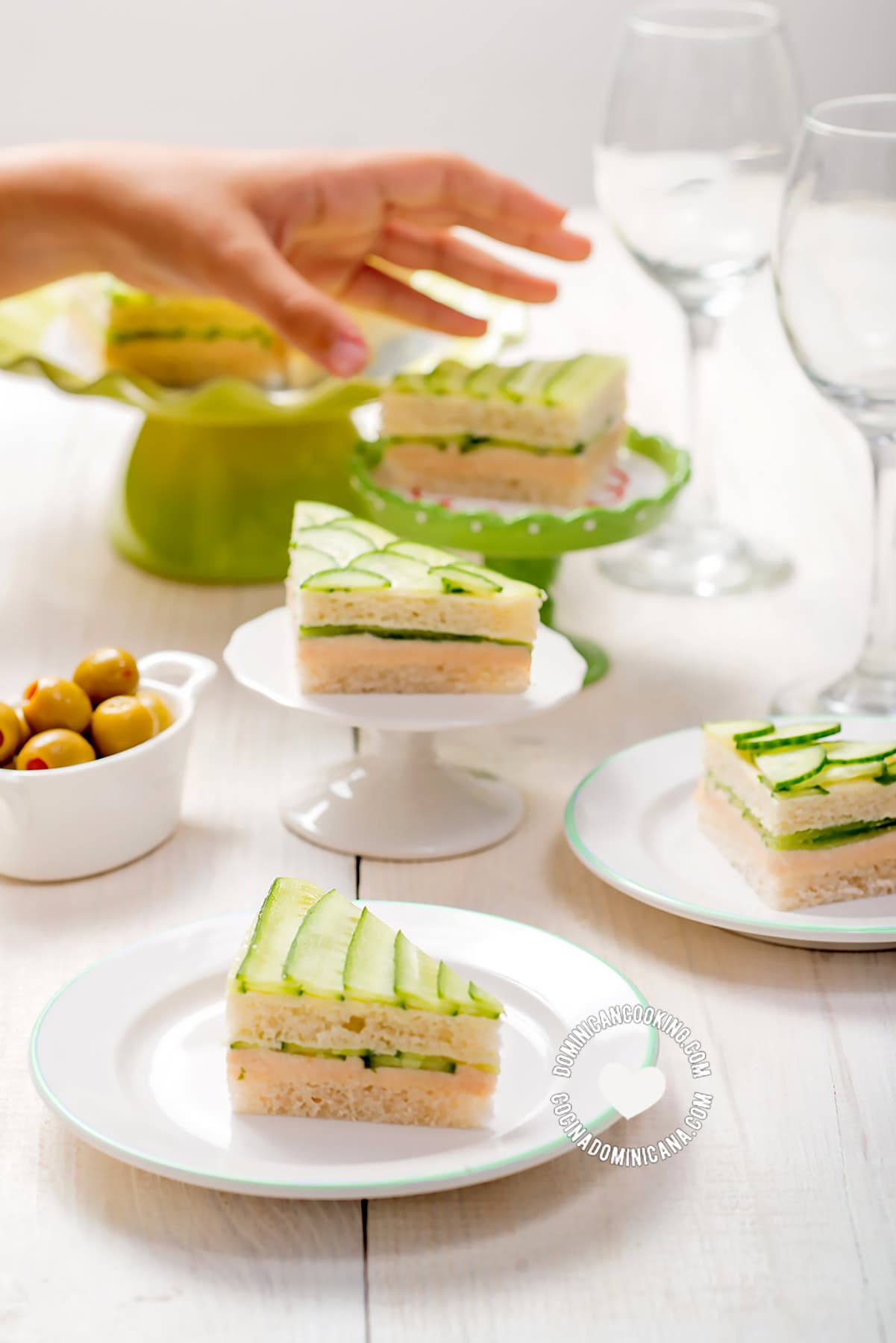 Ham, Cheese, and Cucumber Tea Sandwiches