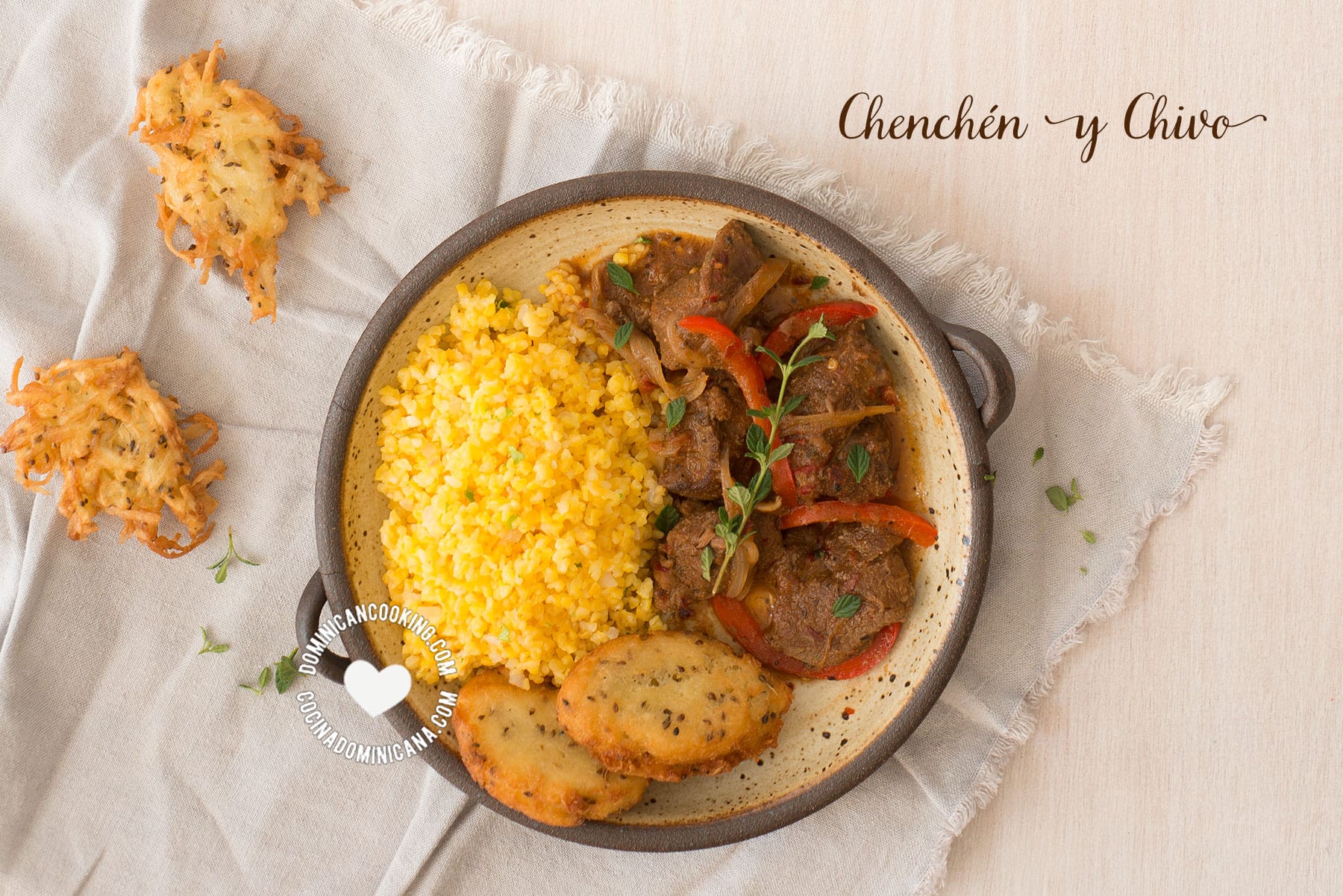 Chenchén y chivo, corn and stewed goat meat