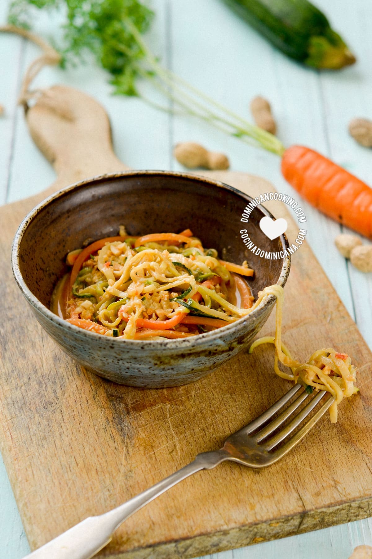 Small Bowl of Asian-Inspired Cold Peanut Zoodles