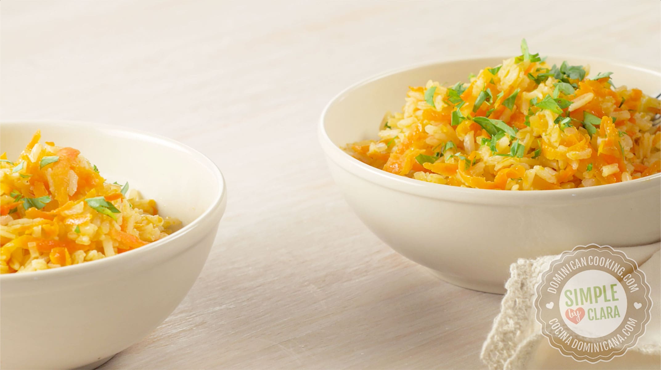 Yellow rice served in two bowls