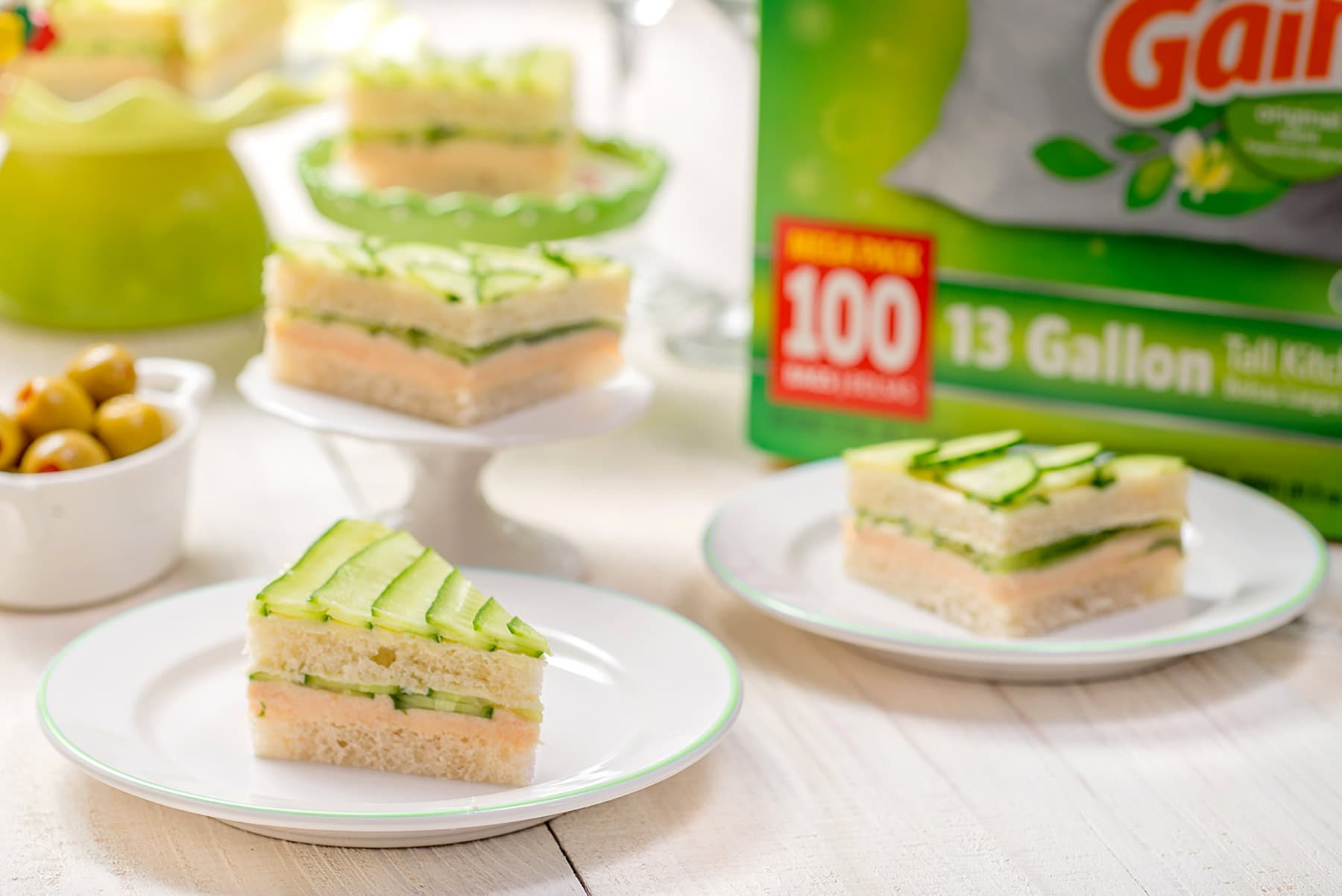 Ham, Cheese, and Cucumber Tea Sandwiches