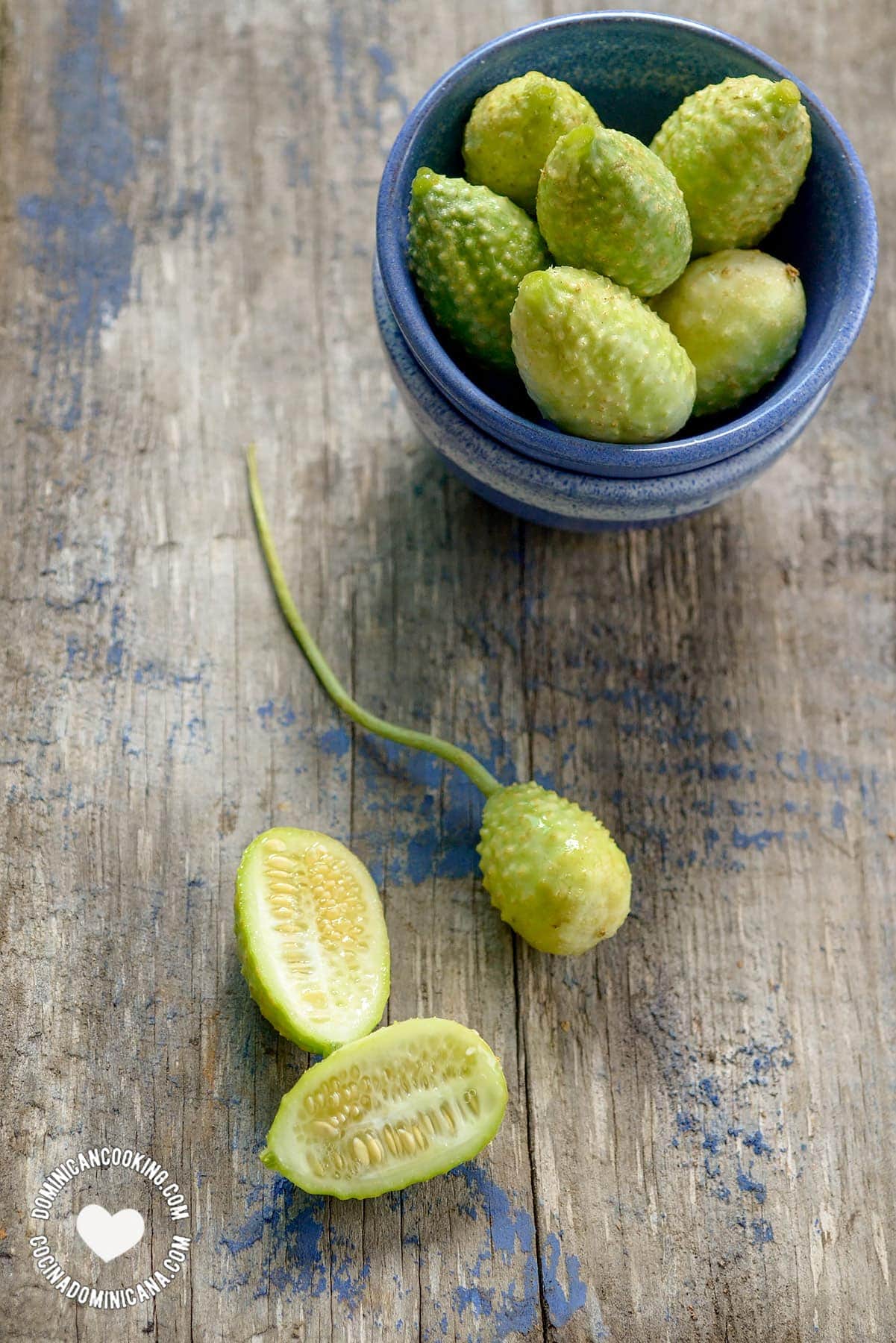 pepino silvestre or cocombro (stewed West Indian gherkin)