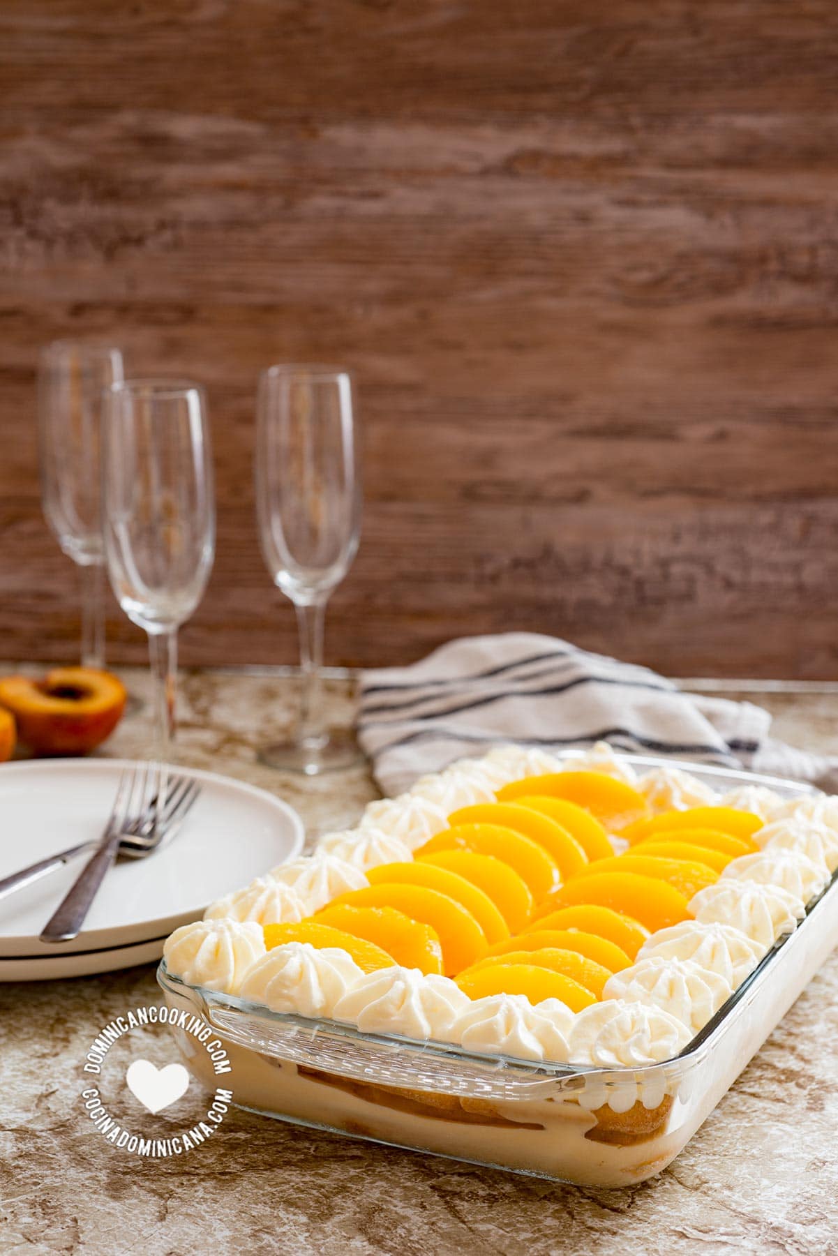 Dulce Frío (Dominican Trifle) on Table setting