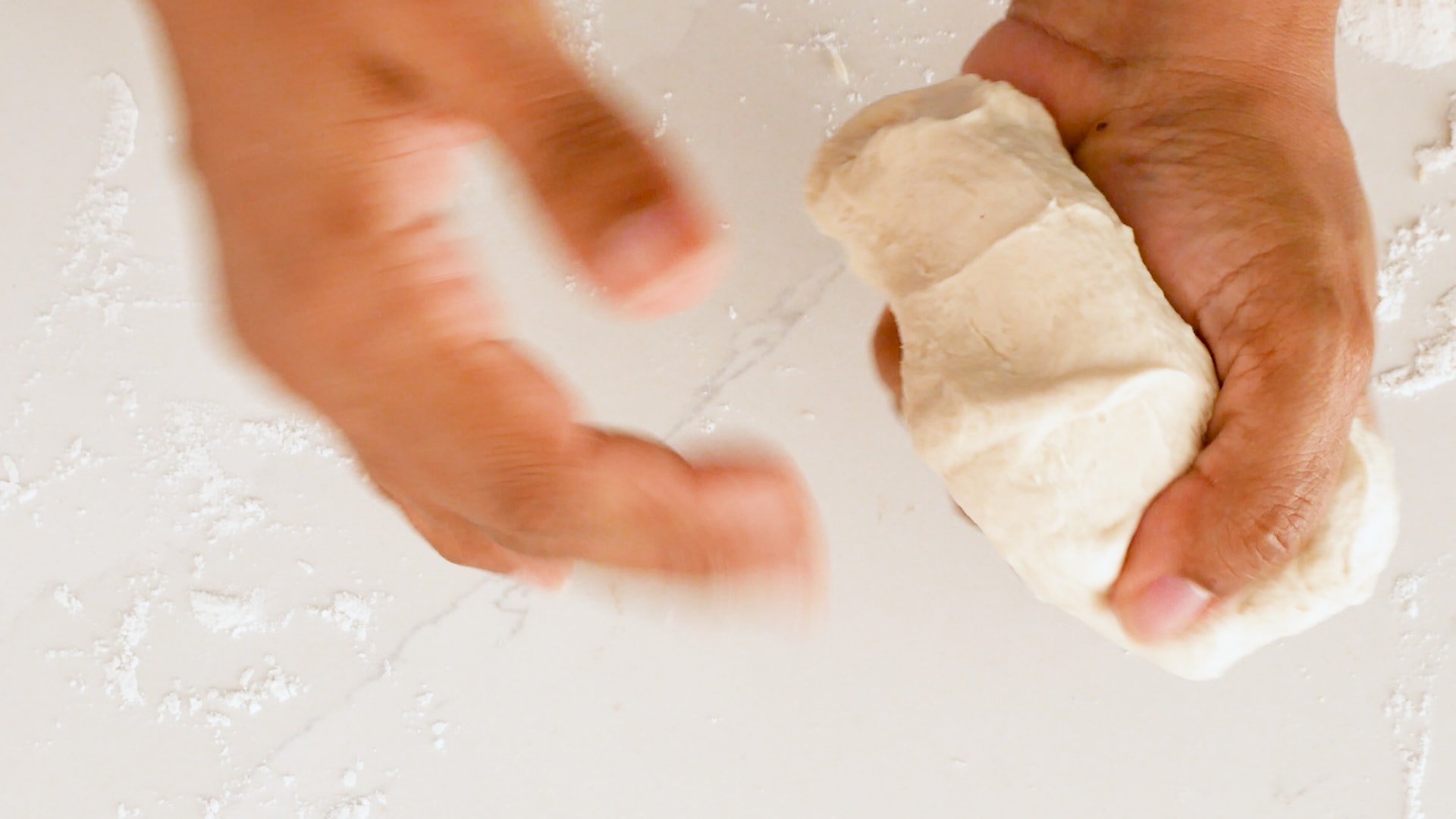 Working dough with the hands