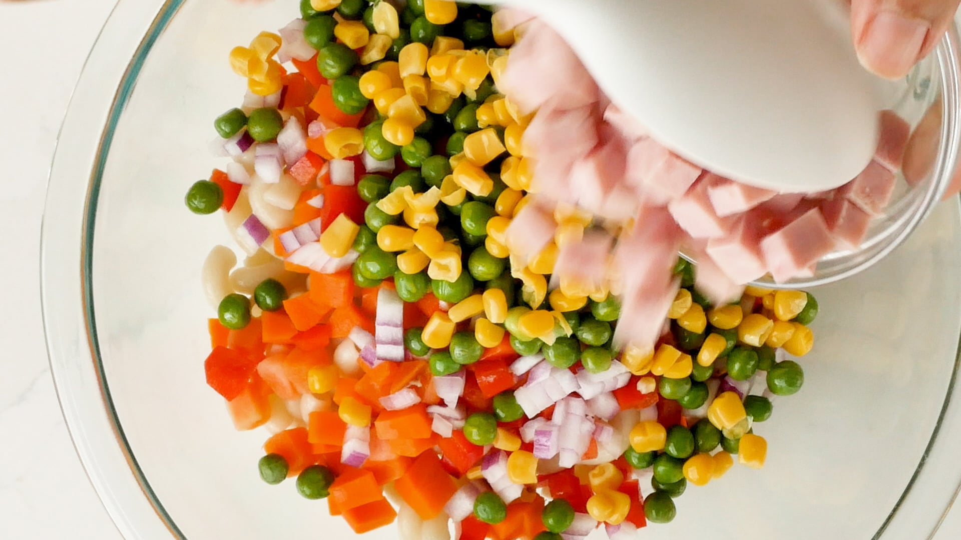 Combining ingredients in a bowl