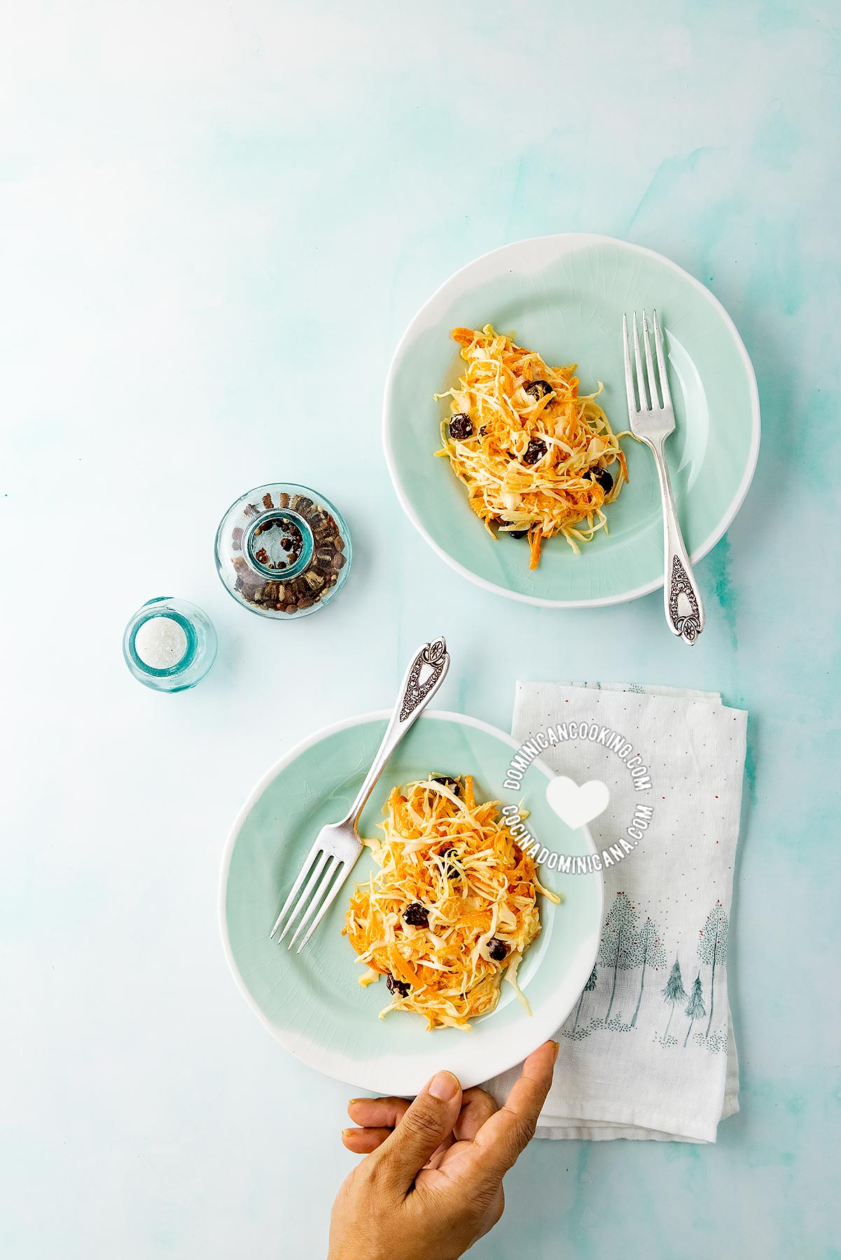 Two Plates of Cabbage and Carrot Salad