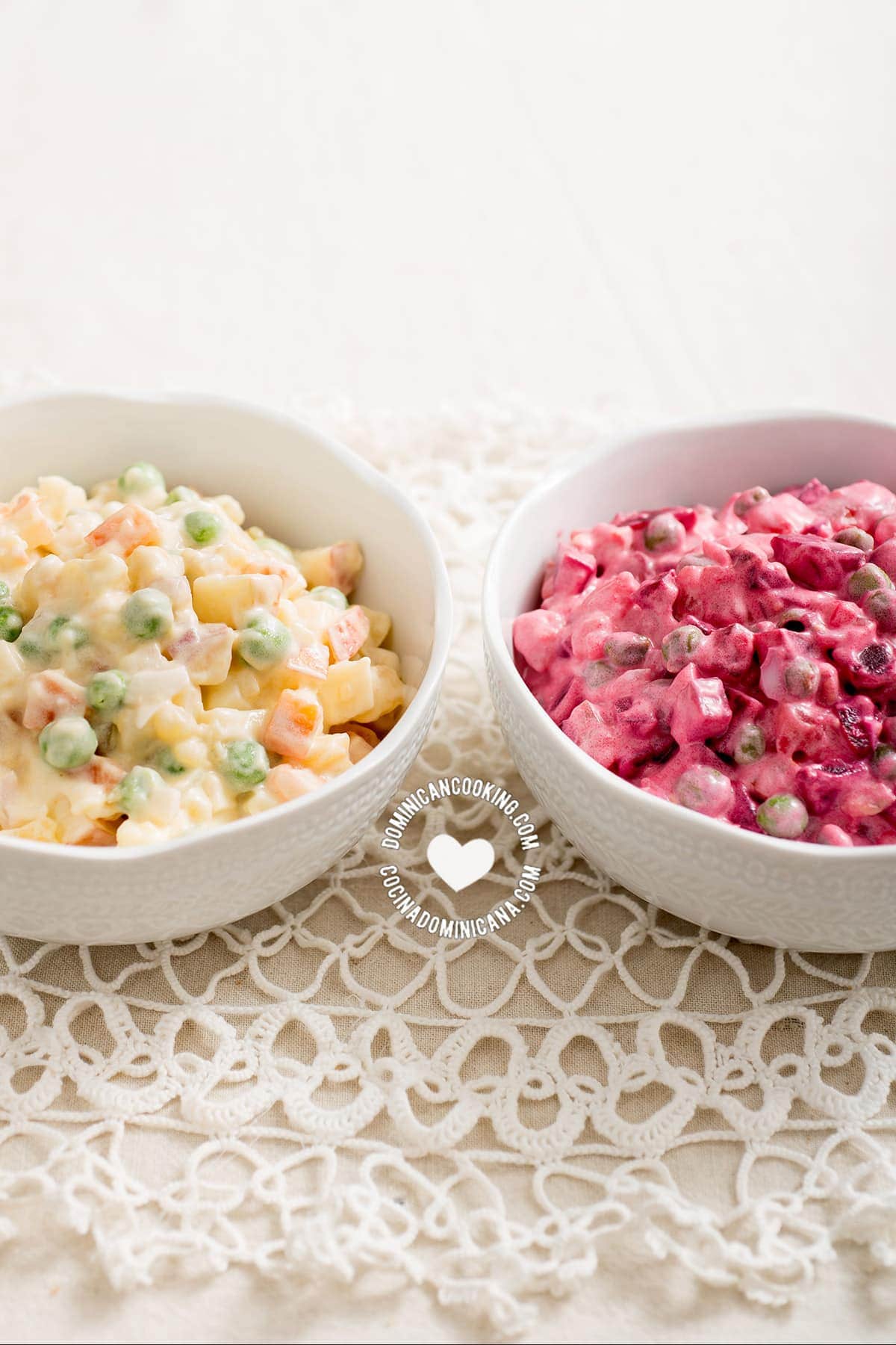 Two bowls of Ensalada Rusa (“Russian” Potato Salad)