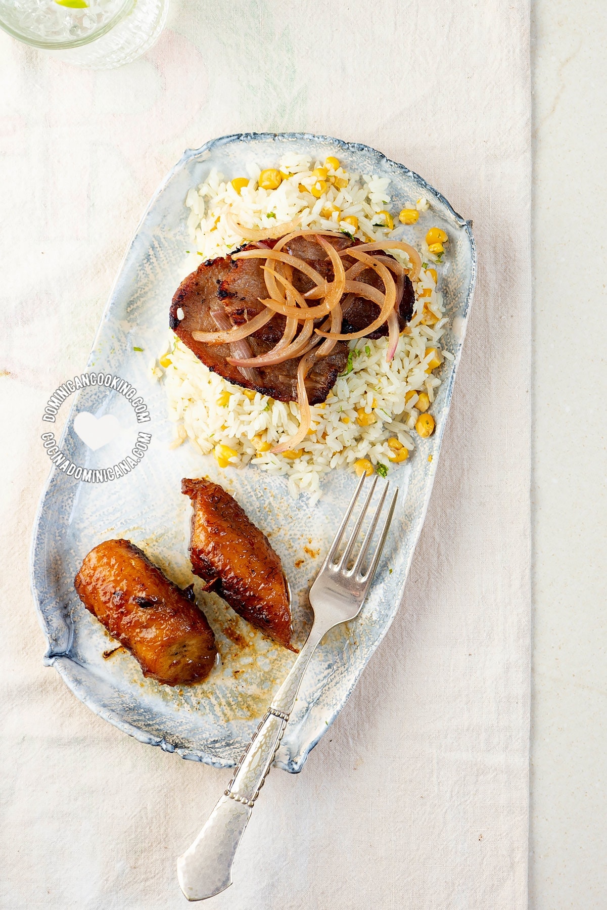 Dominican bistec encebollado (beef steak with onions)