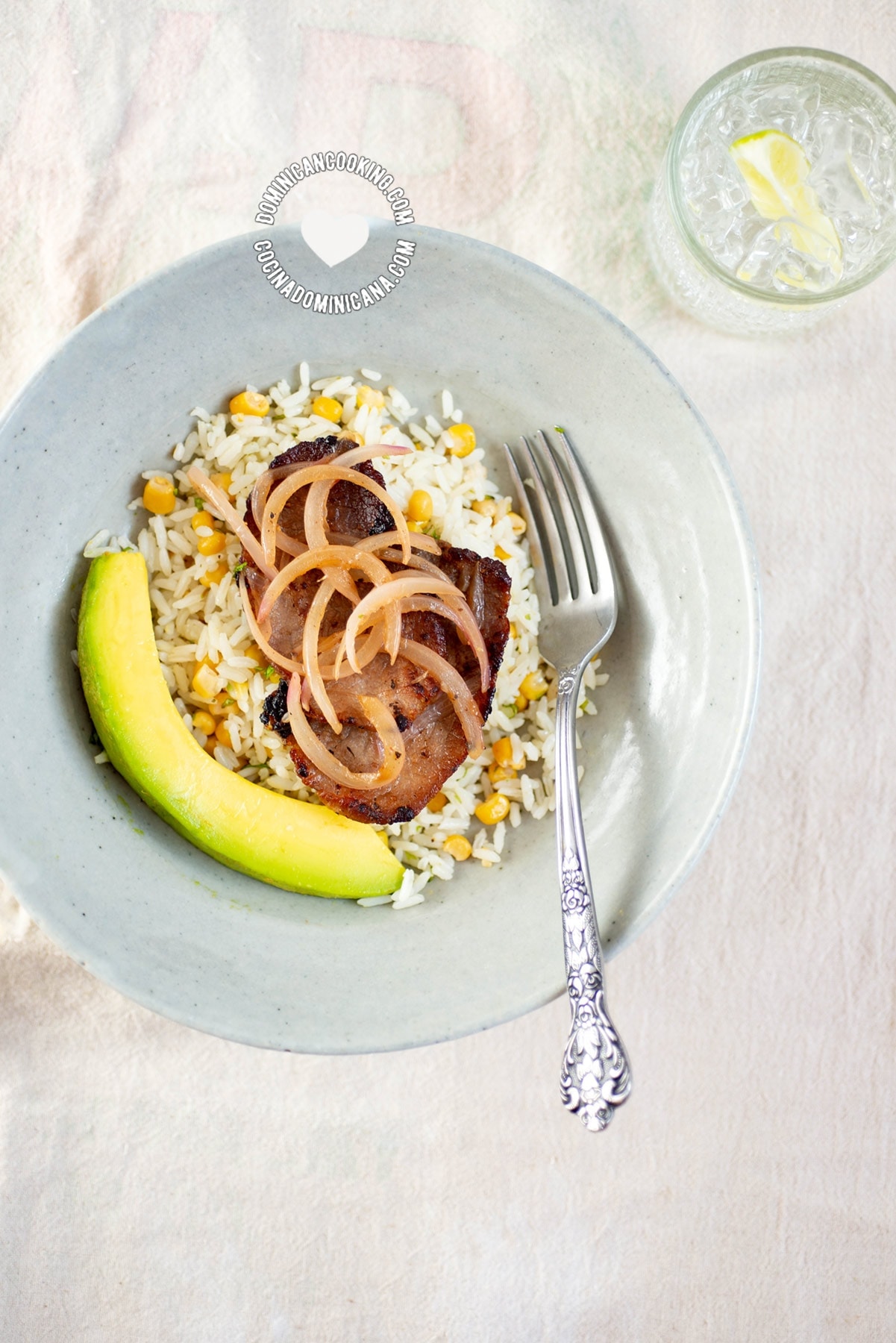 Dominican bistec encebollado (beef steak with onions)