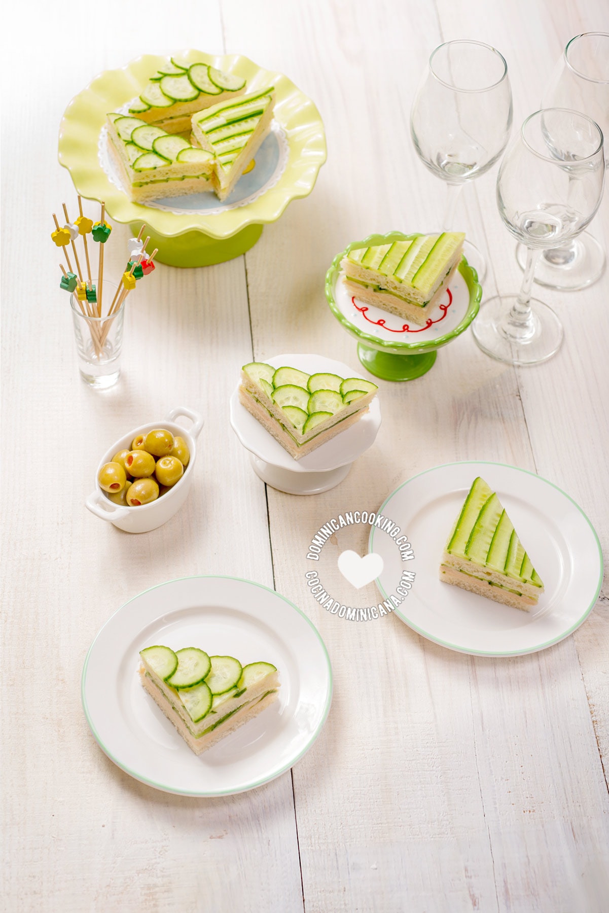 Ham, Cheese, and Cucumber Tea Sandwiches