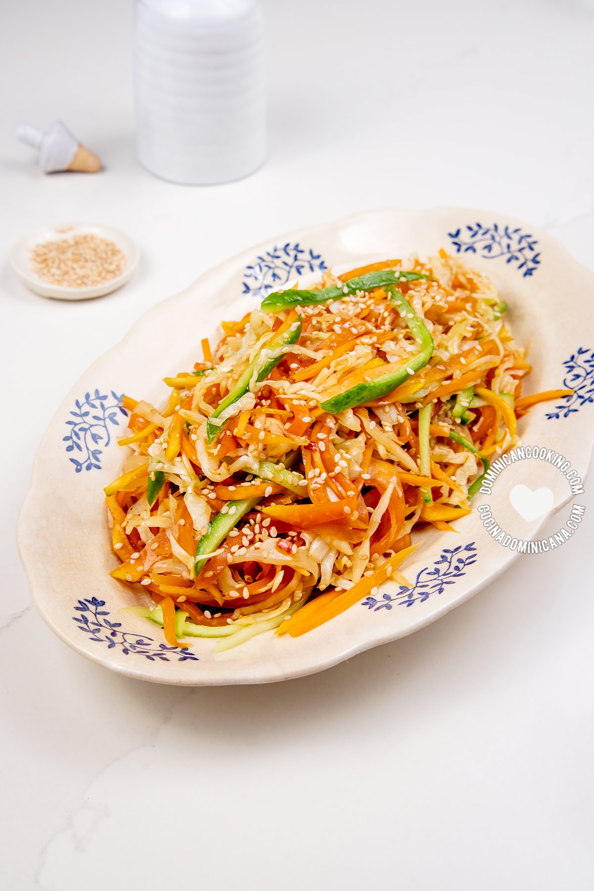 Plate with green papaya salad