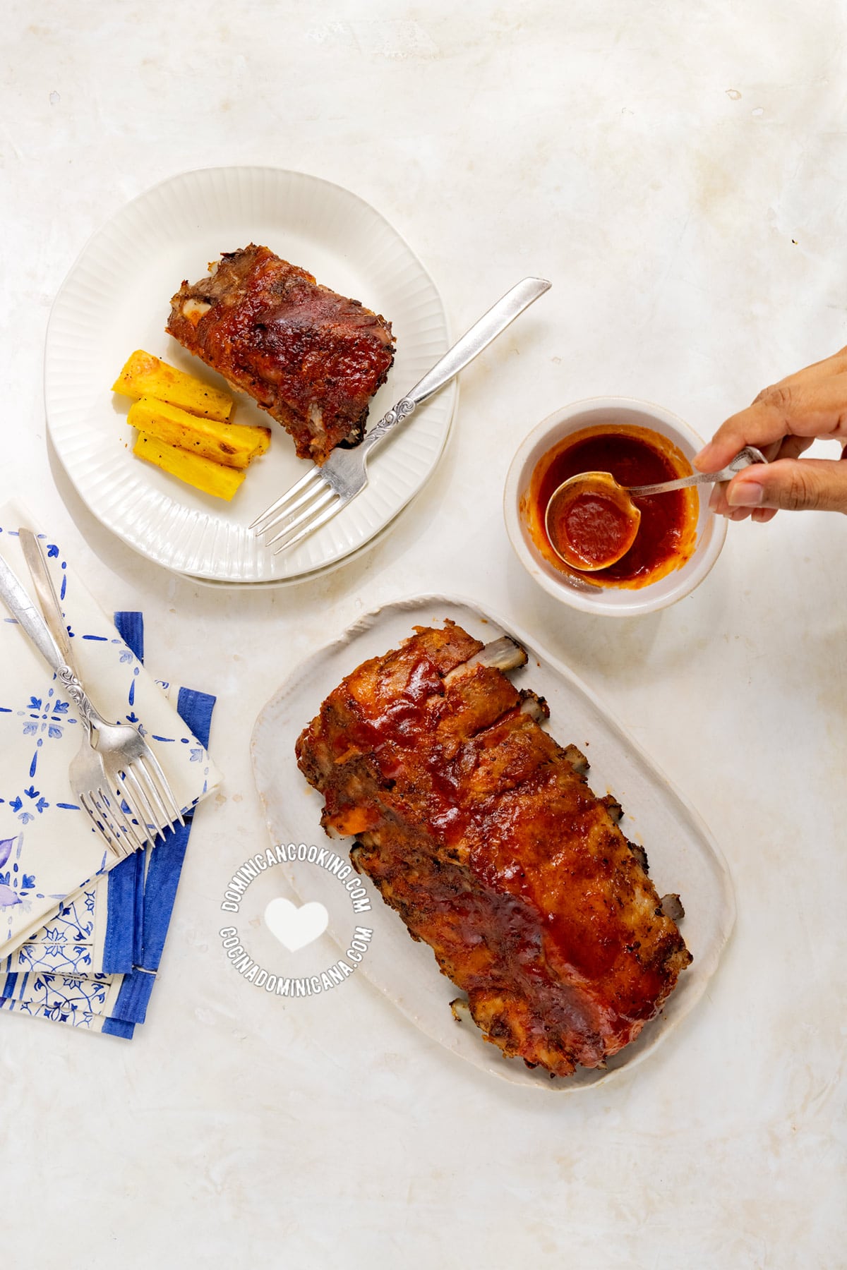 Smoky Ribs with Spicy Rum BBQ Sauce