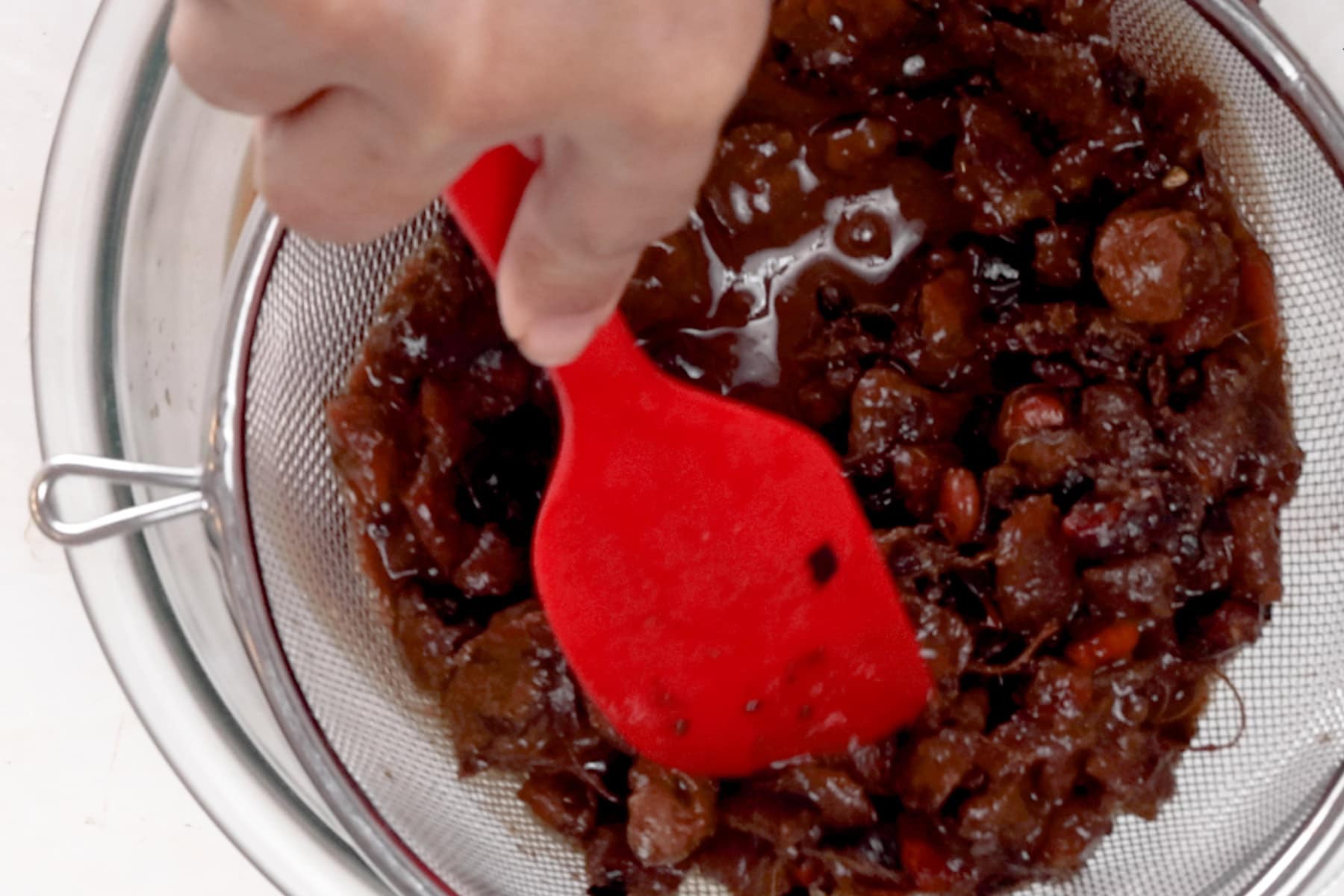 Straining the tamarind