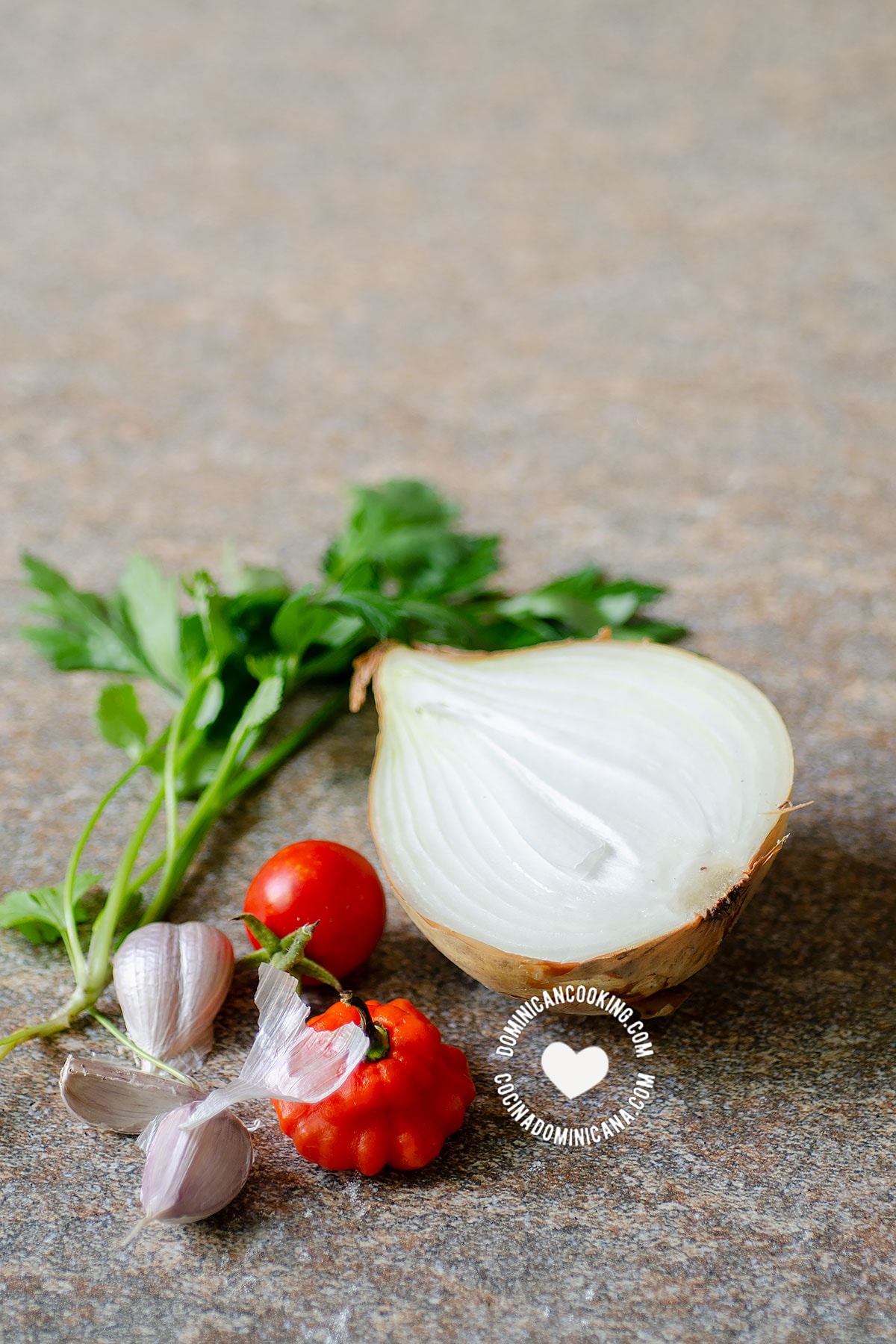 Ingredients for Dominican Sofrito & Sazón