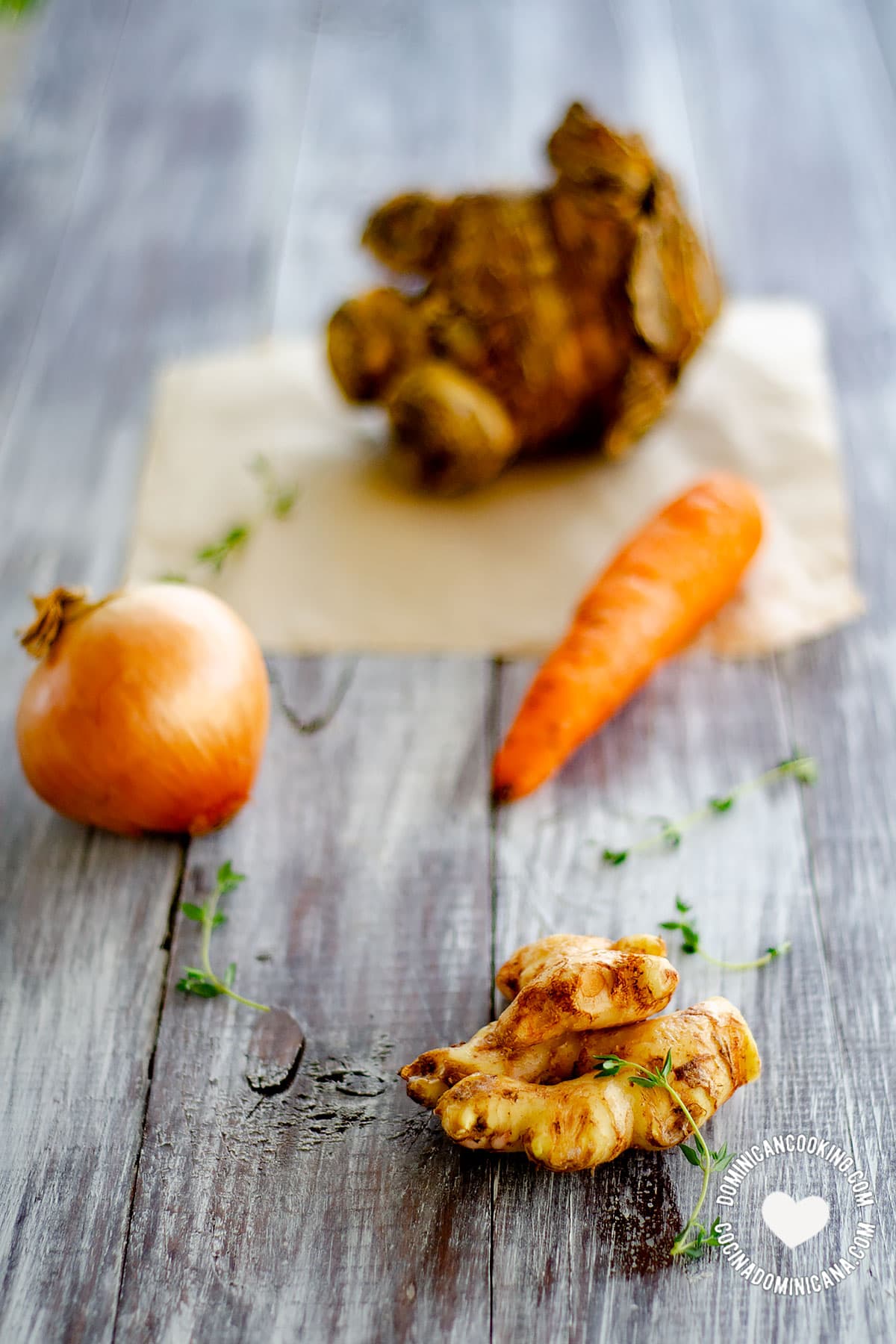 Ingredients for Cream of Arracacha and Ginger Soup (Cepa de Apio)