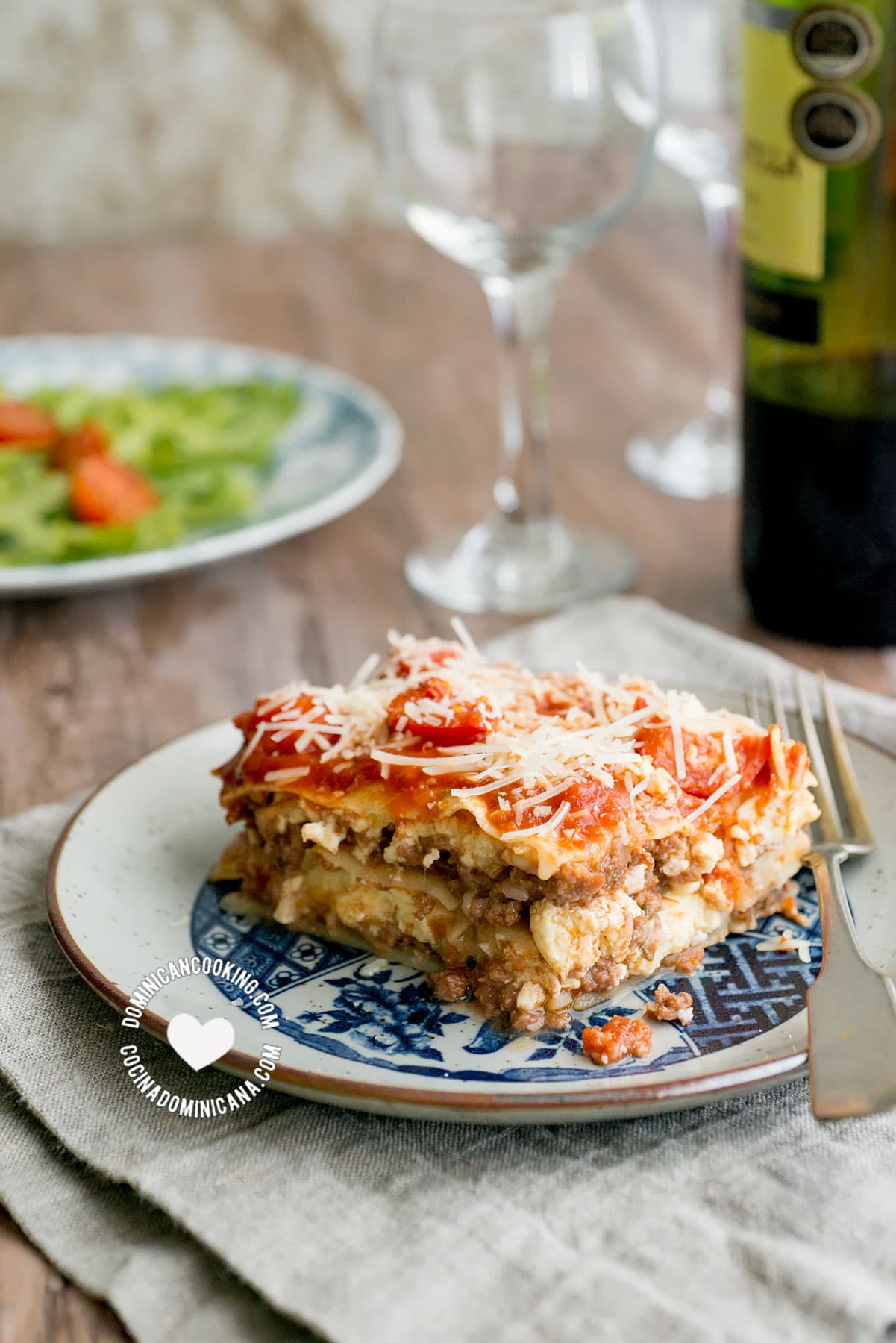 Plate of 3 Cheeses and Beef Lasagna