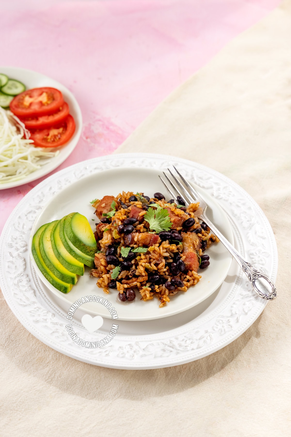 Moro-Locrio de Chuleta (Dominican  Black Beans, Rice, and Pork)