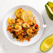 Locrio de camarones (Dominican rice with shrimp)