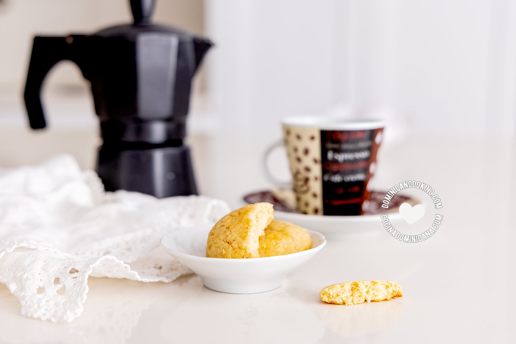 Mantecaditos (dominican cookies) served with coffee