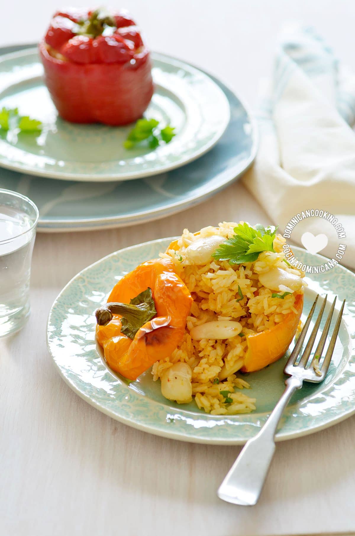 Peppers Stuffed with Rice and Butter Beans