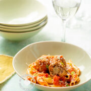 Mozzarella meatballs and pasta