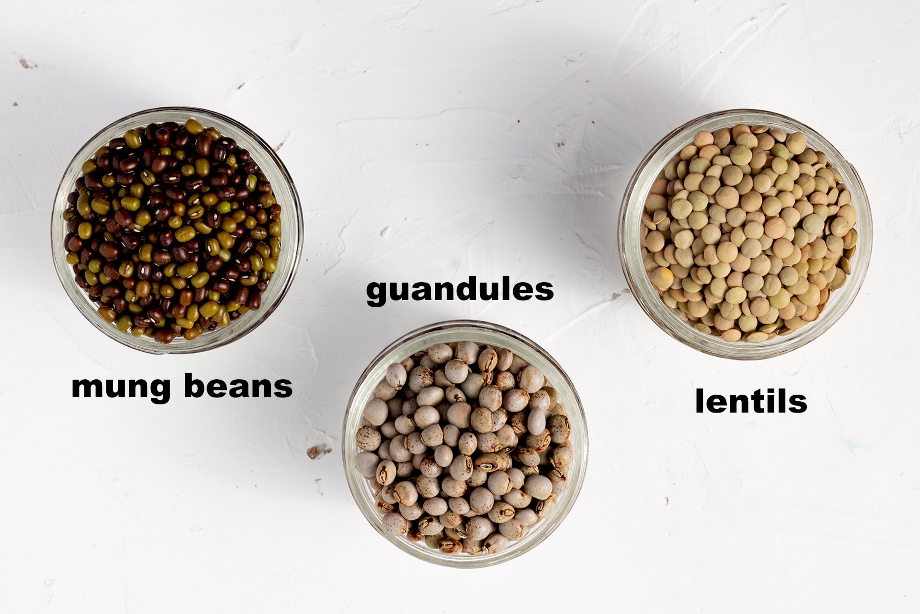 mung beans, guandules, lentils