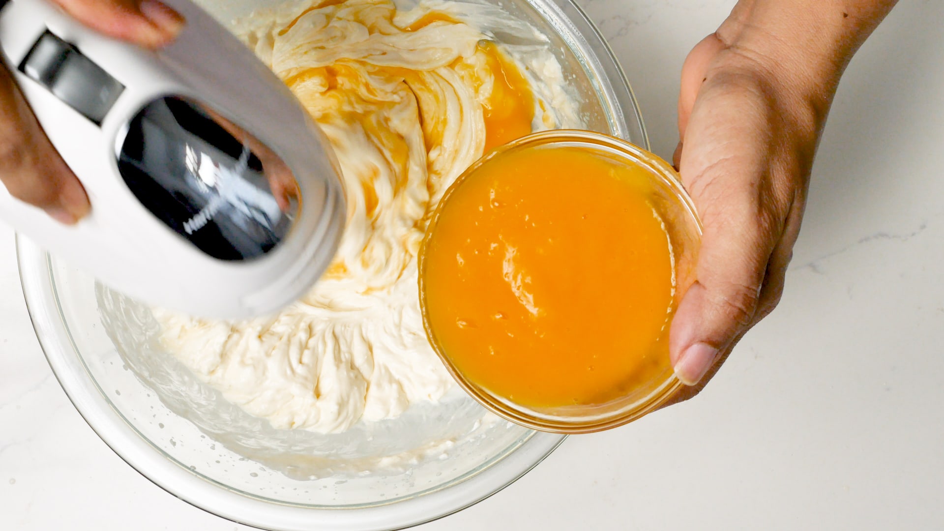 Whisking cream cheese mix