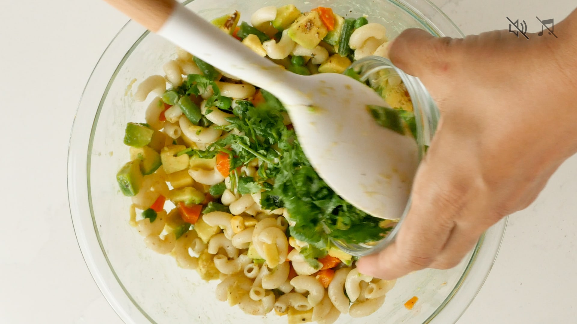 Stirring cilantro