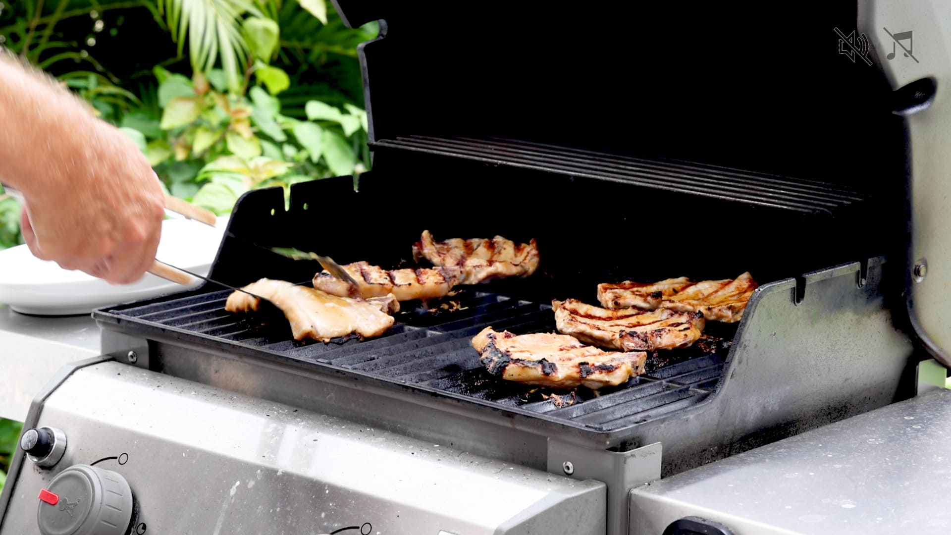 Grilling the pork chops