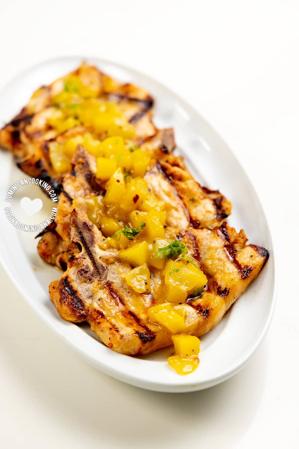 Pork Chops with Green Mango Salsa