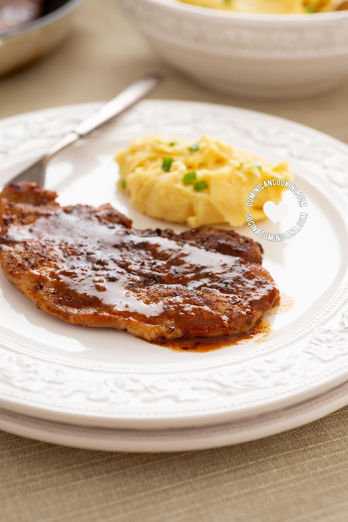 Pork Escalopes with Vermouth Sauce Served with Celeriac Mash