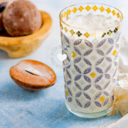 Glass of Batida de Nispero (Sapodilla Milkshake)